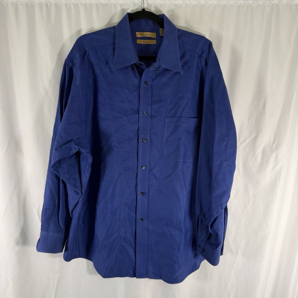 Turnbury Dress Shirt Men's XL 35 Blue Collared Button Up Long Sleeve Non Irom